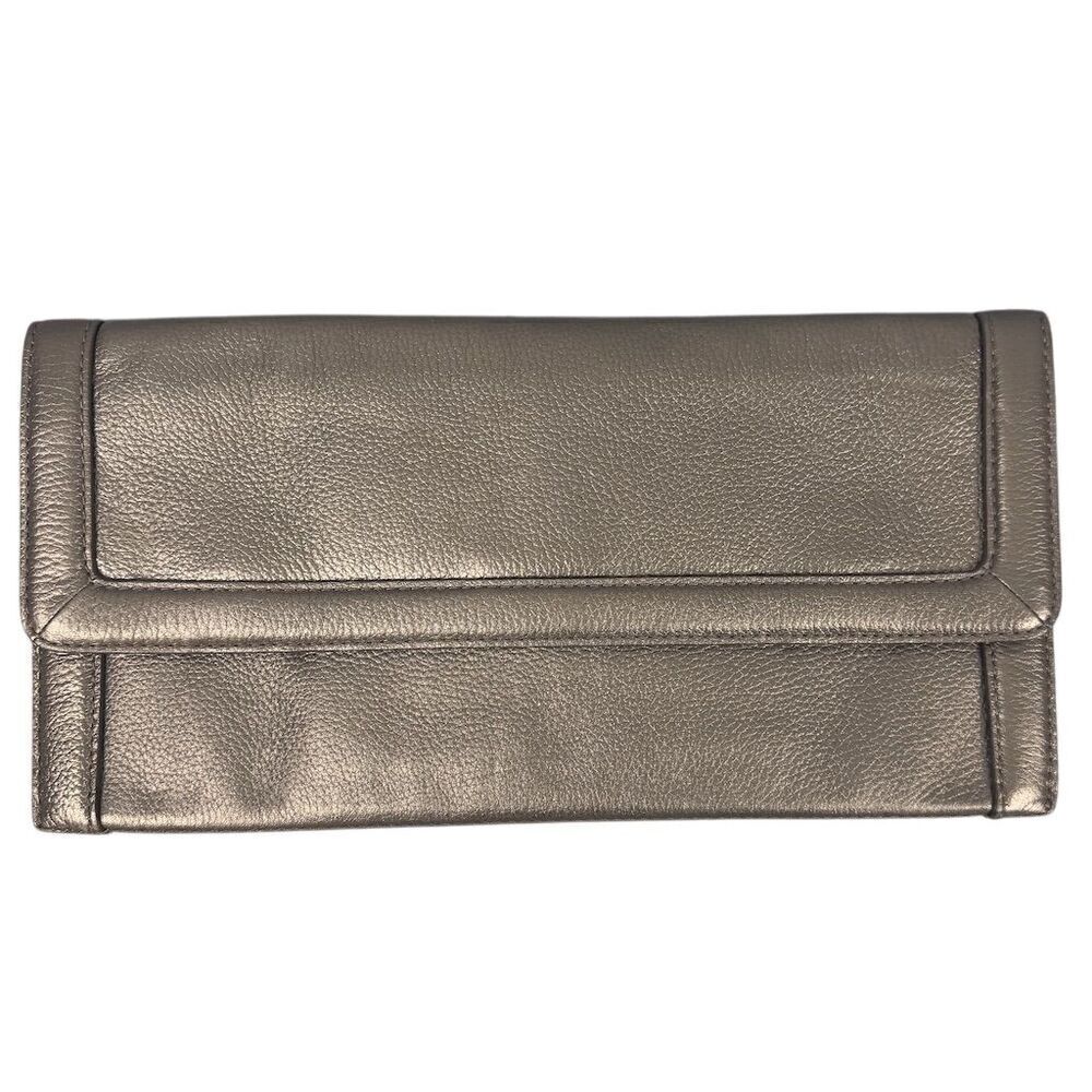 Banana Republic Women's Gold Leather Clutch Wallet One Size